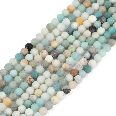 Natural Flower Amazonite Beads Strands G-F591-15-6mm-1