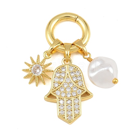Brass Micro Pave Cubic Zirconia European Pendant Decorations CU-CBA65A7-01A-G-1