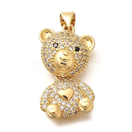 Rack Plating Brass Micro Pave Clear Cubic Zirconia Pendants KK-M309-39G-G-1