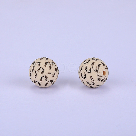 Printed Round Silicone Focal Beads SI-JX0056A-212-1