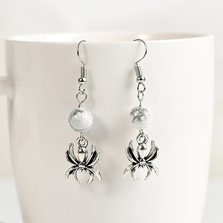 Natural Howlite Dangle Earrings PW-WG32580-01-1