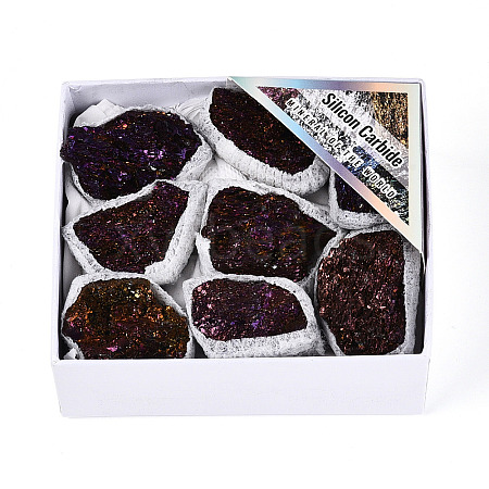 8~12Pcs Electroplated Natural Coal Quartz Geode Cornucopia Mineral Specimen G-N360-03B-1