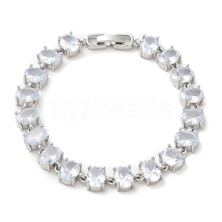 Clear Cubic Zirconia Tennis Bracelet BJEW-M296-01P-1