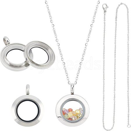 Unicraftale DIY Memory Locket Pendant Necklace Making Kit DIY-UN0003-51-1