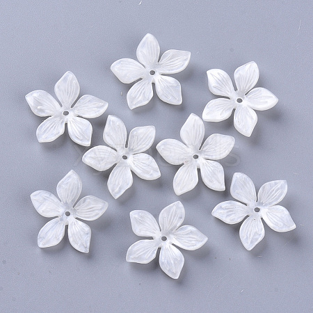 5-Petal Cellulose Acetate(Resin) Bead Caps X-KY-N006-02-B02-1