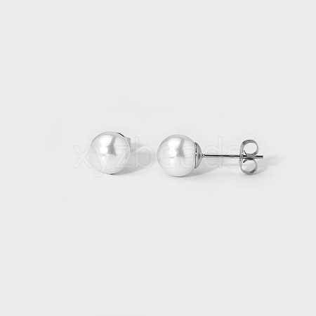 Elegant Titanium Steel Imitation Pearl Stud Earrings NB5919-9-1