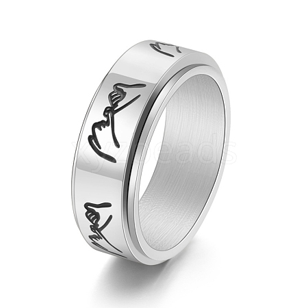 Non-Tarnish Rotatable Stainless Steel Finger Ring PW-WG93BAA-01-1