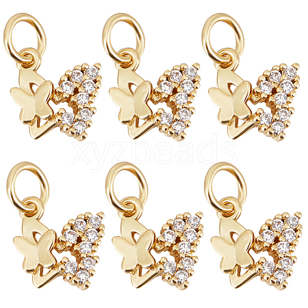 10Pcs Brass Micro Pave Cubic Zirconia Charms FIND-BBC0002-85-1