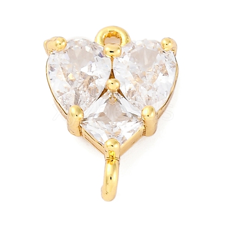 Brass Clear Cubic Zirconia Connector Charms KK-A240-19G-1