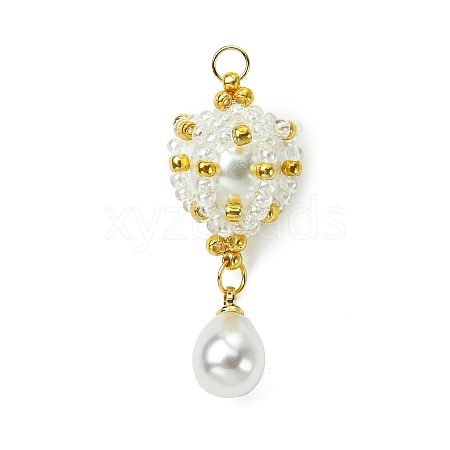 Glass Seed Beaded Teardrop Pendants PALLOY-MZ00516-1