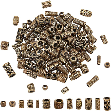 120Pcs 12 Styles Tibetan Style Alloy Tube Beads FIND-PH0020-80-1