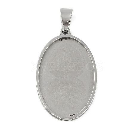 Non-Tarnish 201 Stainless Steel Pendant Cabochon Settings X-STAS-L279-012P-01-1