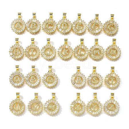 26Pcs Brass Micro Pave Cubic Zirconia Pendants KK-R218-04G-1