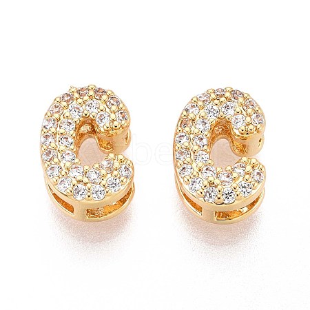 Brass Micro Pave Clear Cubic Zirconia Beads KK-T071-17G-C-1