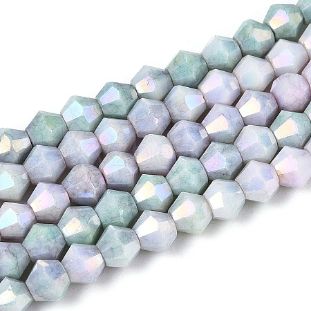 Anti-Tarnish Electroplate Bicone Glass Beads Strands X-EGLA-T021-4mm-16-07-1