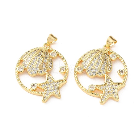 Brass Micro Pave Clear Cubic Zirconia Pendants CU-CBA03AF-07G-1