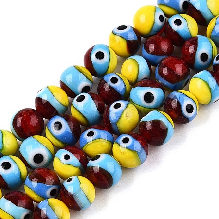 Handmade Evil Eye Lampwork Beads Strands LAMP-N024-30-1