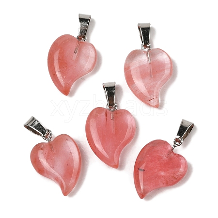 Cherry Quartz Glass Pendants G-B127-11P-08-1