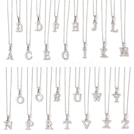 Alloy Rhinestone Letter Pendant Necklaces NJEW-JN04886-1