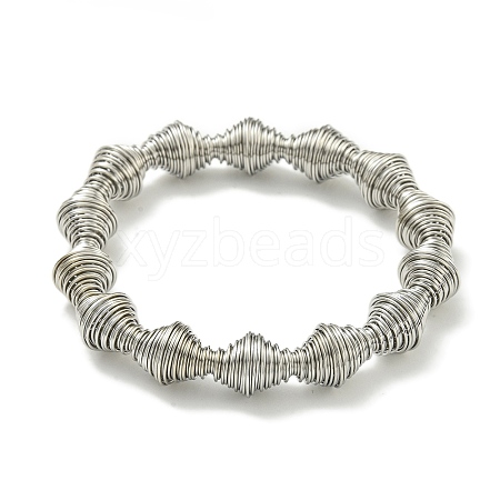 Non-Tarnish Adjustable 304 Stainless Steel Bicone Spring Wire Bracelets BJEW-H617-09P-1