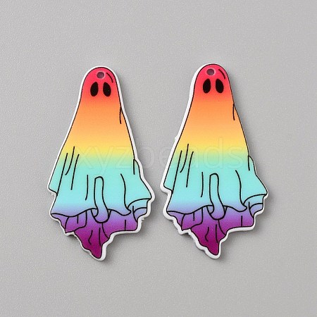 Halloween Printed Opaque Acrylic Pendants SACR-WH0006-23A-1