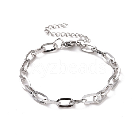 Non-Tarnish 304 Stainless Steel Cable Chain Bracelet for Men Women BJEW-E031-05B-P-1