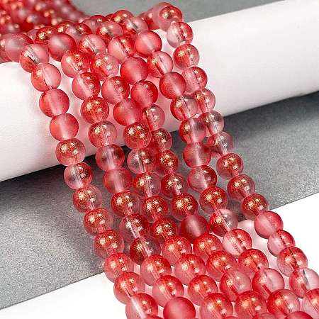 Frosted Transparent Glass Bead Strands GLAA-P065-6mm-06-1