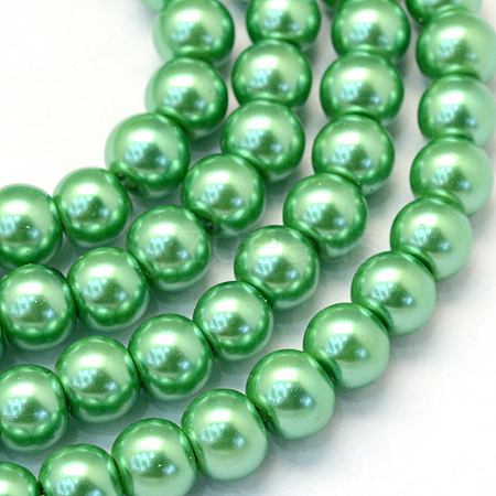 Baking Painted Pearlized Glass Pearl Round Beads Strands X-HY-Q330-8mm-69-1