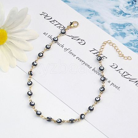 Christmas Brass Evil Eye Enamel Link Chain Anklets for Women WGC2D50-07-1