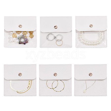 6Pcs PU Leather with PVC Pouches with Snap Button ABAG-WH0072-036B-1