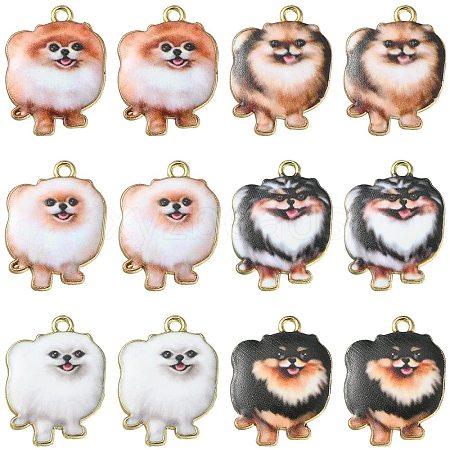 30Pcs 6 Styles Printed Alloy Pendants ENAM-CJ0005-33-1