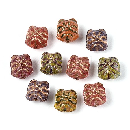 Picasso Baking Paint and Golden Metal Enlaced Glass Beads DGLA-T004-46M-1