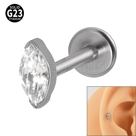 G23 Titanium Cubic Zirconia Horse Eye 17 Gauge Threadless Labrets for Women Men WG9E7C9-15-1