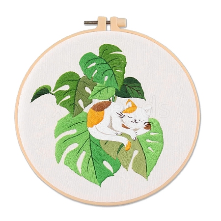 Cat Pattern DIY Embroidery Starter Kits PW-WG66525-05-1