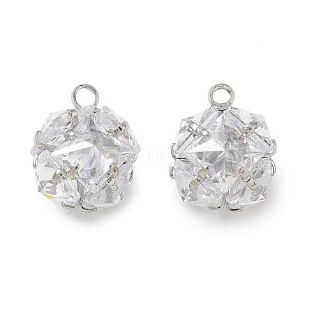 Brass Pave Clear Cubic Zirconia Charms CU-CBAD360-08P-04-1