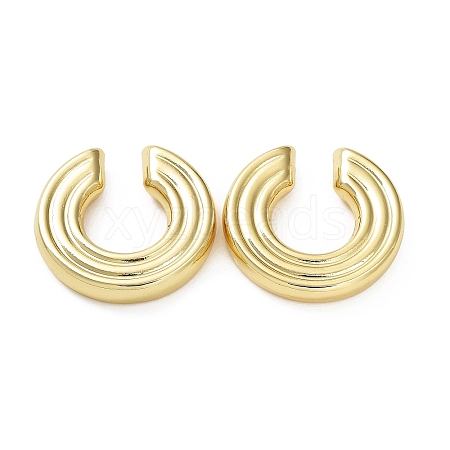 Rack Plating Grooved Donut Brass Cuff Earring EJEW-M226-03G-1