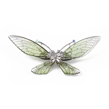 Bling Resin Butterfly Brooch Pin with Crystal Rhinestone JEWB-P016-04P-01-1