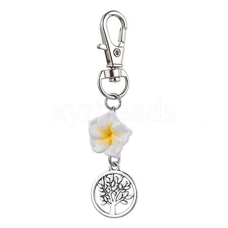 Handmade Polymer Clay Plumeria Pendant Decorations HJEW-JM01660-1