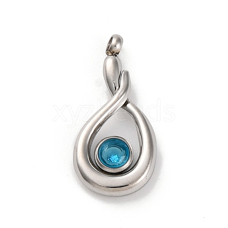 304 Stainless Steel Pendants STAS-R005-08P-03-1