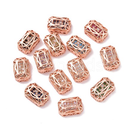 Eco-friendly Brass Micro Pave Cubic Zirconia Multi-strand Links KK-D076-05A-RG-1