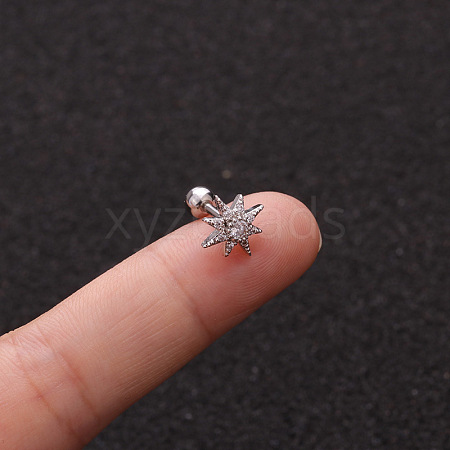 316L Surgical Stainless Steel Micro Pave Clear Cubic Zirconia Star Cartilage Earrings WG9CD6D-20-1