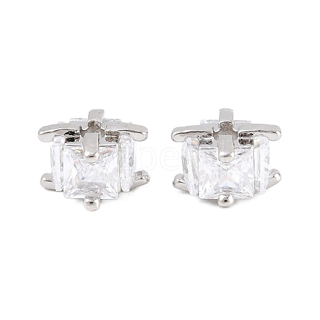 Brass Clear Cubic Zirconia Beads KK-B186-21A-P-1