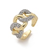 Brass Micro Pave Clear Cubic Zirconia Cuff Rings RJEW-U041-26G-4