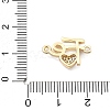 Rack Plating Brass Clear Cubic Zirconia Fe Heart Connector Charms KK-Q017-14G-3