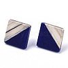 Opaque Resin & Wood Stud Earrings EJEW-N017-005A-B01-2