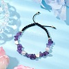 Natural Amethyst Chip & Acrylic Imitation Pearl Braided Bead Bracelets BJEW-JB10462-2