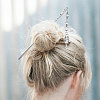 2Pcs 2 Colors Alloy & Glass Hair Sticks OHAR-CA00001-6