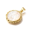 Brass with Natural Shell Carved Pendants KK-Z091-06G-02-2