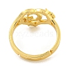 Heart with Letter & Flower Rack Plating Brass Adjustable Rings for Women RJEW-I105-05G-G-3