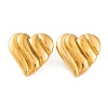 Ion Plating(IP) Heart 304 Stainless Steel Stud Earrings for Women EJEW-L272-033G-02-1